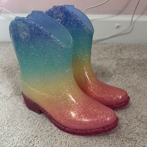 Glittery Rainbow Cowboy Boots